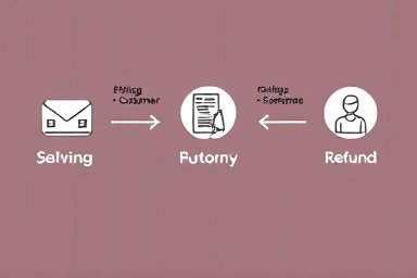 Seamless online fashion return process illustration